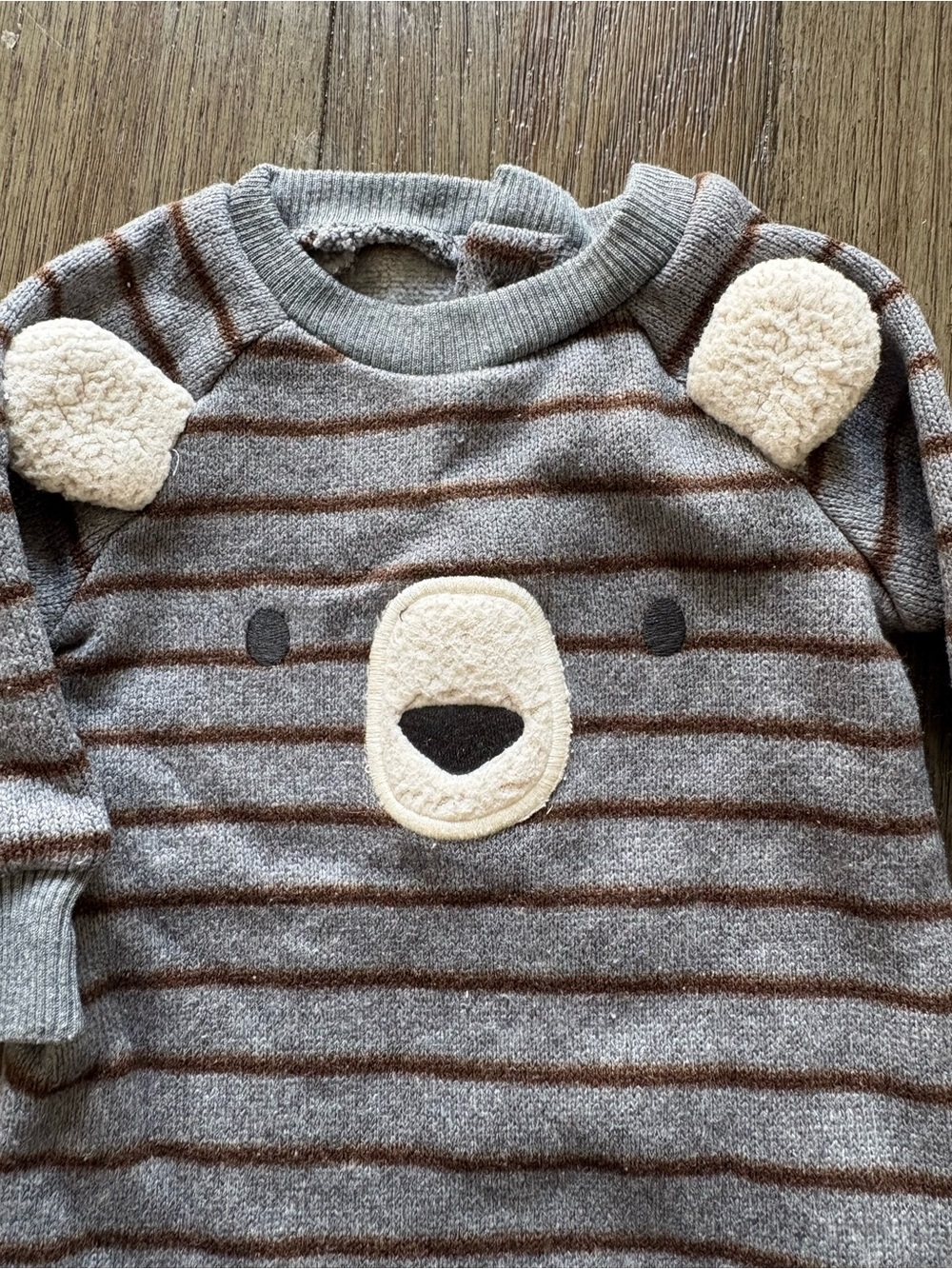 Just One You Little Bear Romper Set- Grey and Brown Outfits- 3m - Picture 3 of 9